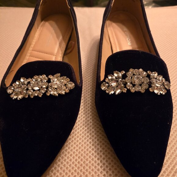 7.5 Adrienne Vittadini black velveteen shoes with crystal accents - Picture 4 of 4
